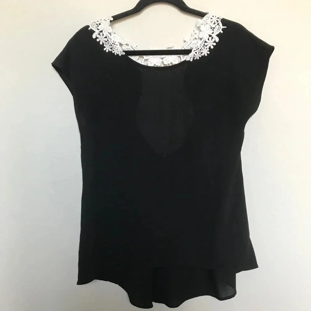 Si Style Black White Lace Blouse